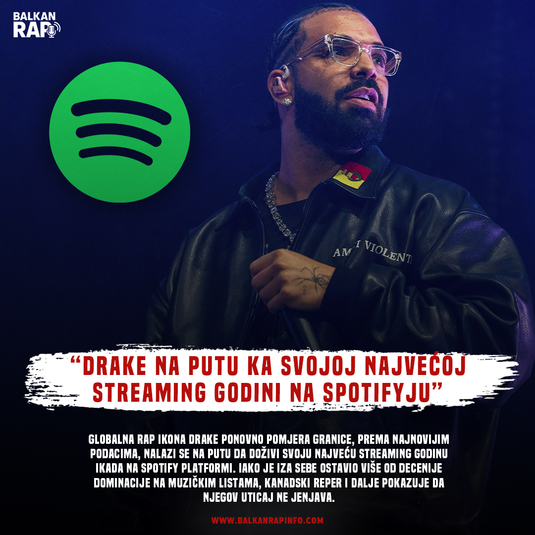 Drake na putu ka svojoj najvećoj streaming godini na Spotifyju