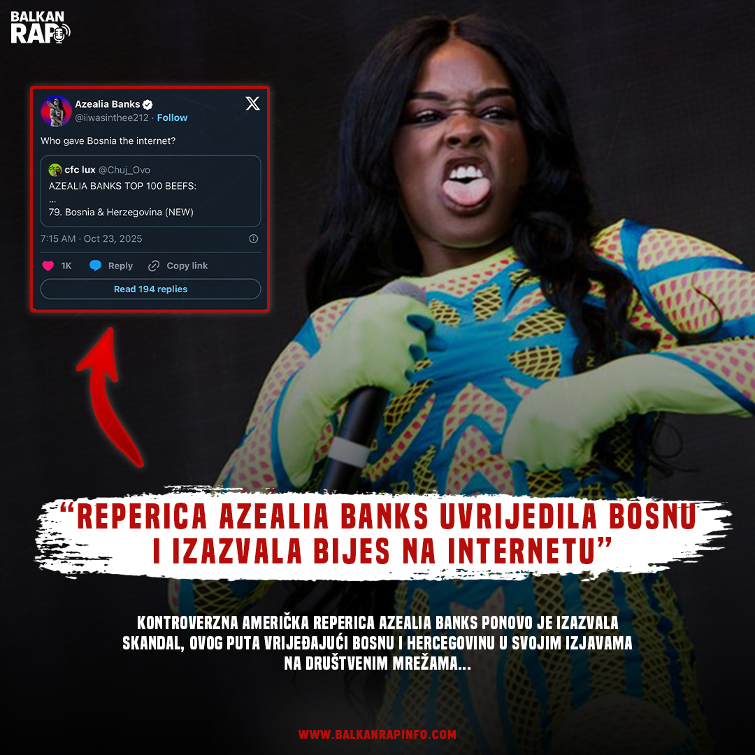 Reperica Azealia Banks uvrijedila Bosnu i izazvala bijes na internetu